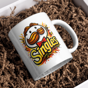 Singles Mustache Logo Retro Mug