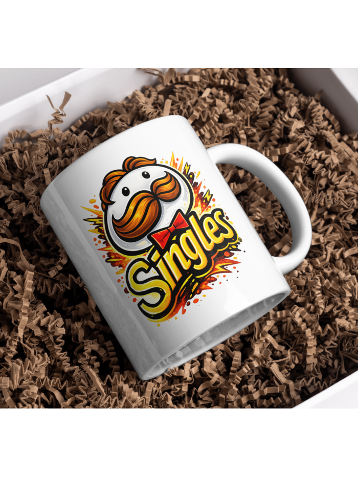 Singles Mustache Logo Retro Mug