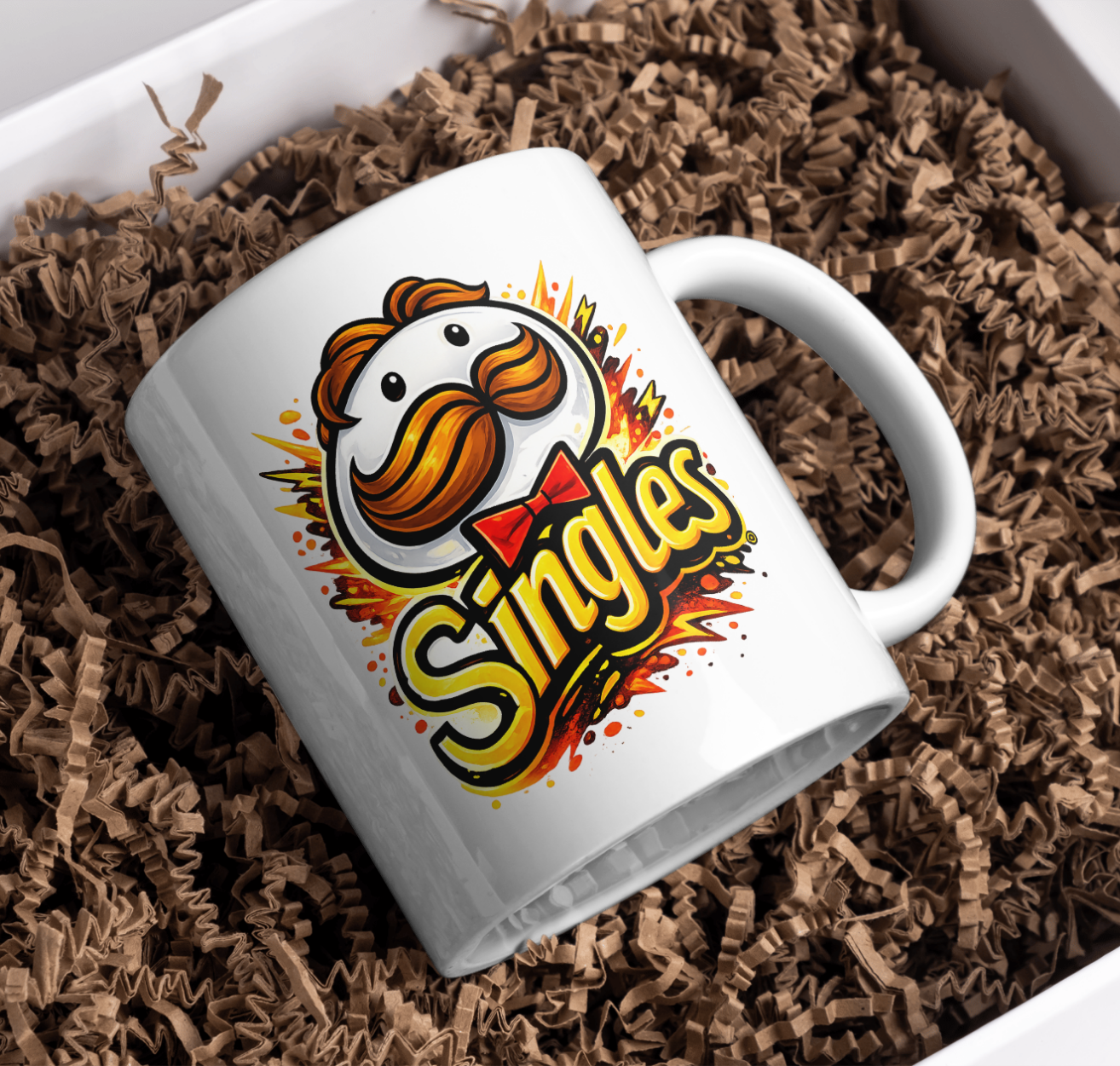 Singles Mustache Logo Retro Mug