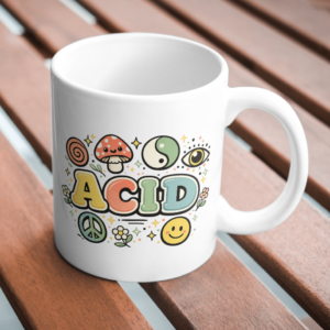 Acid Retro Vibes Mug – 70s Psychedelic Symbols