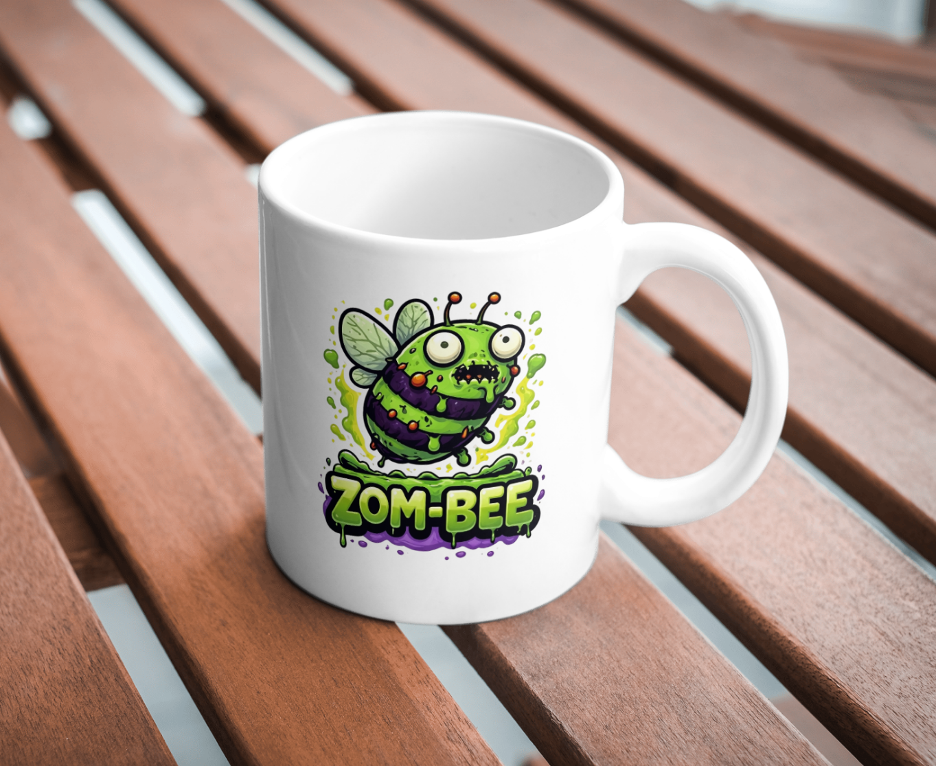 Zom‑Bee Funny Horror Mug – Cute Zombie Bee Design