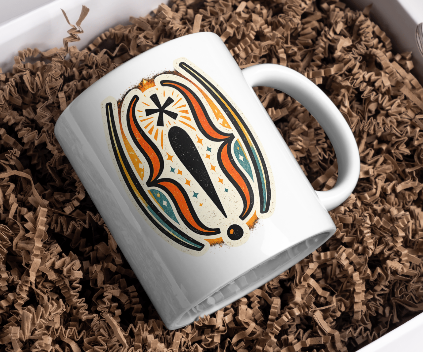 Bold Symmetric Abstract Emblem Graphic Mug
