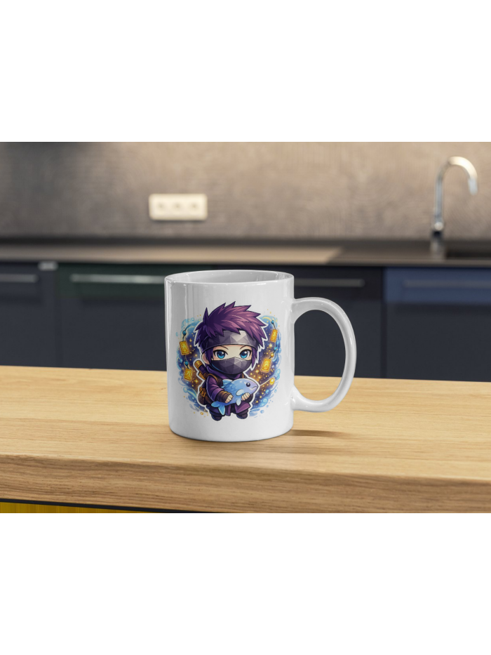 Cute Anime Ninja Dolphin Ceramic Coffee Mug