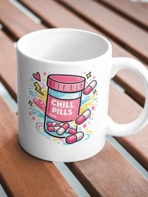 Chill Pills 25MG Cute Sarcastic Coffee Mug