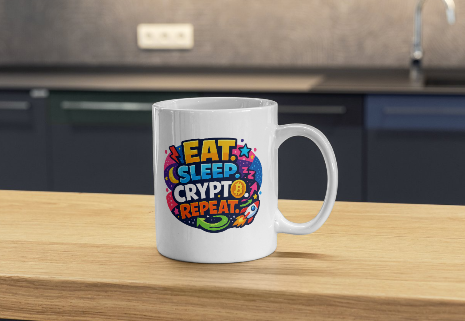 Eat Sleep Crypto Repeat Ceramic Coffee Mug - Image 3