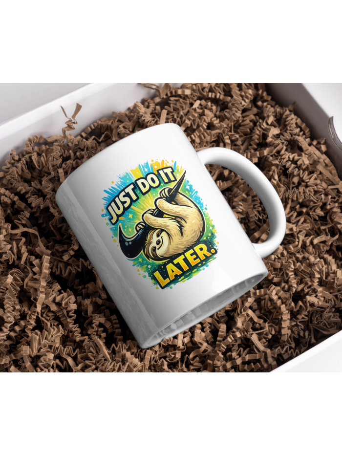 Just Do It Later Sloth Mug – Funny Procrastination Cup