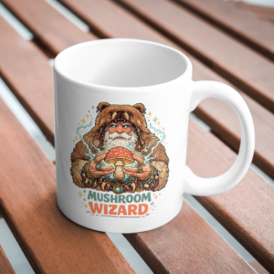 Mushroom Wizard Shaman Mug – Fantasy Psychedelic Coffee Cup