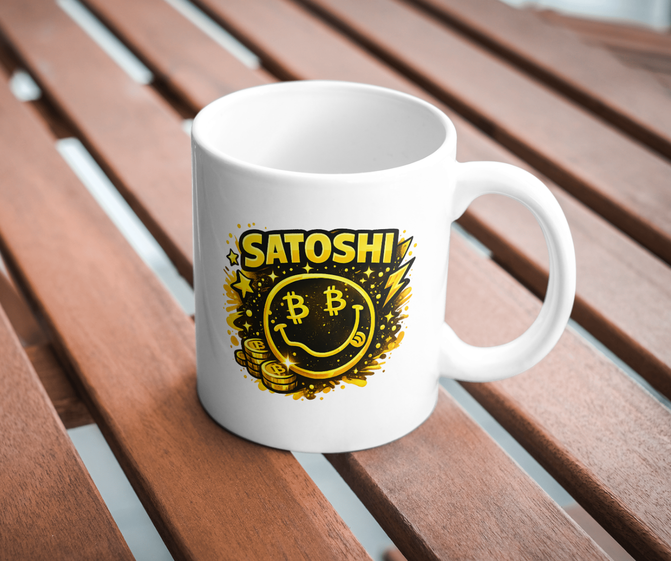 Satoshi Bitcoin Smile Ceramic Coffee Mug - Image 2