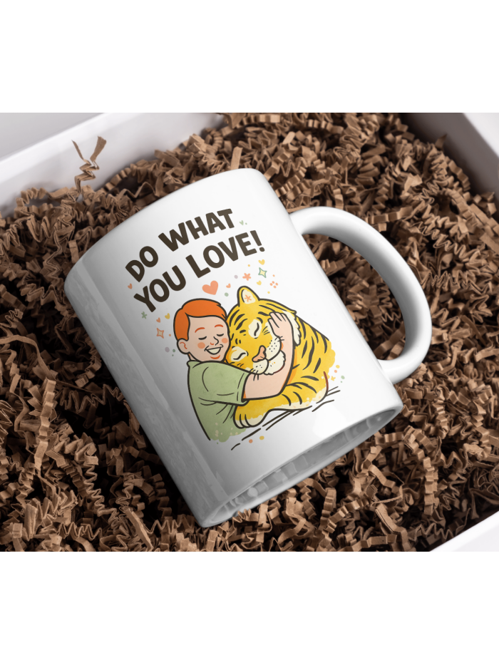 Do What You Love Cute Tiger Hug Mug