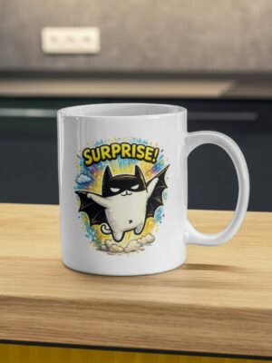 Surprise Bat Cat Mug – Funny Cute Superhero Cat Coffee Mug