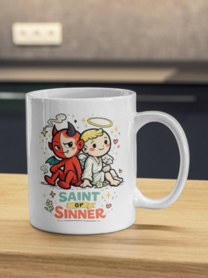 Saint or Sinner Mug – Angel Devil Cute Coffee Cup