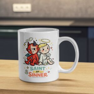 Saint or Sinner Mug – Angel Devil Cute Coffee Cup