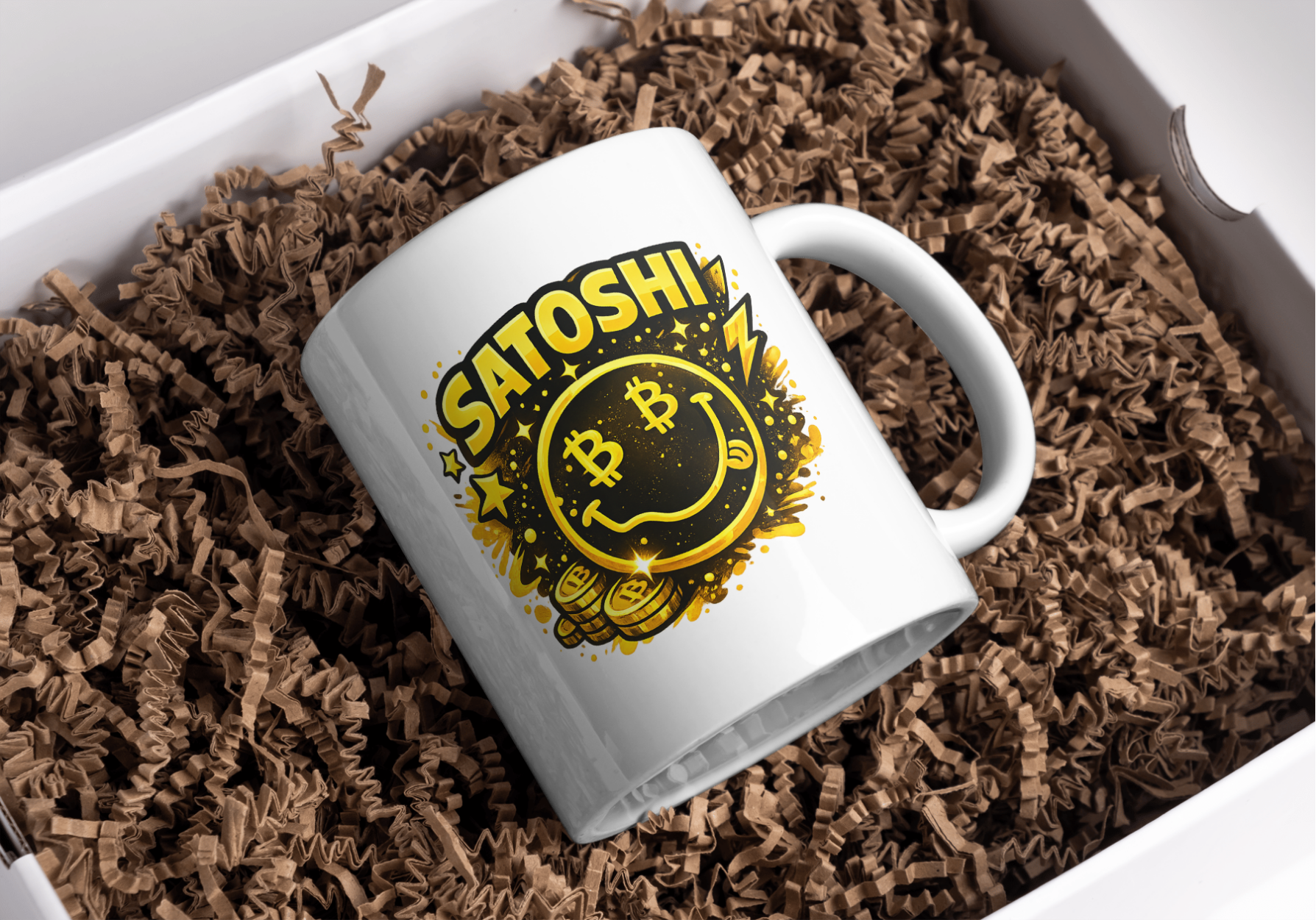 Satoshi Bitcoin Smile Ceramic Coffee Mug - Image 3