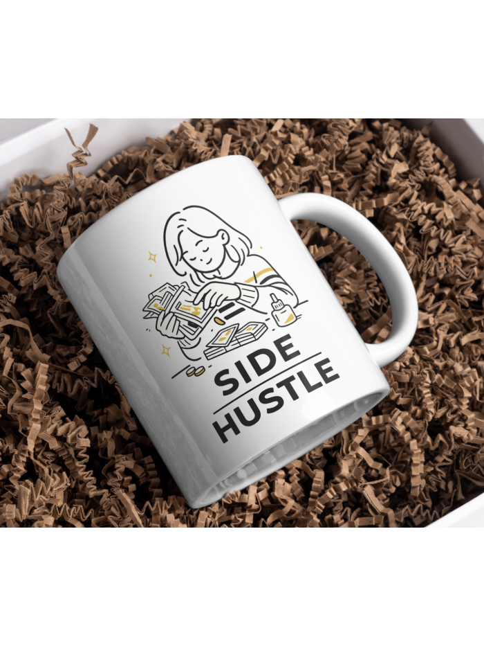 Side Hustle Money Mindset Mug – Entrepreneur Gold Design