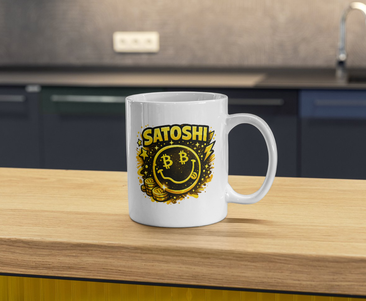 Satoshi Bitcoin Smile Ceramic Coffee Mug