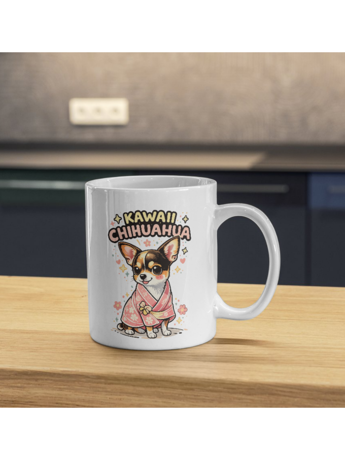 Kawaii Chihuahua Mug – Cute Kimono Puppy Design
