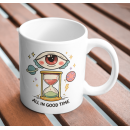 All In Good Time Mug – Eye and Hourglass Cosmic Design