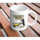 Working Hard Penguin Mug – Cute Motivational Cartoon Cup