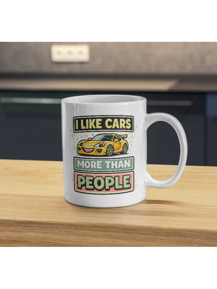 I Like Cars More Than People Mug – Funny Car Lover Coffee Cup