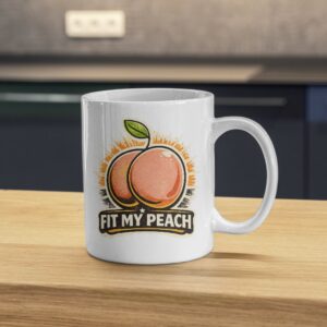 Fit My Peach Retro Fruit Humor Mug