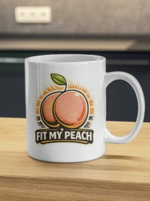 Fit My Peach Retro Fruit Humor Mug