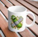 Cartoon Pickle Capsule Mug – Funny Green Character Design