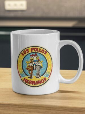 Los Pollos Hermanos Mug – Retro Cartoon Chicken Badge