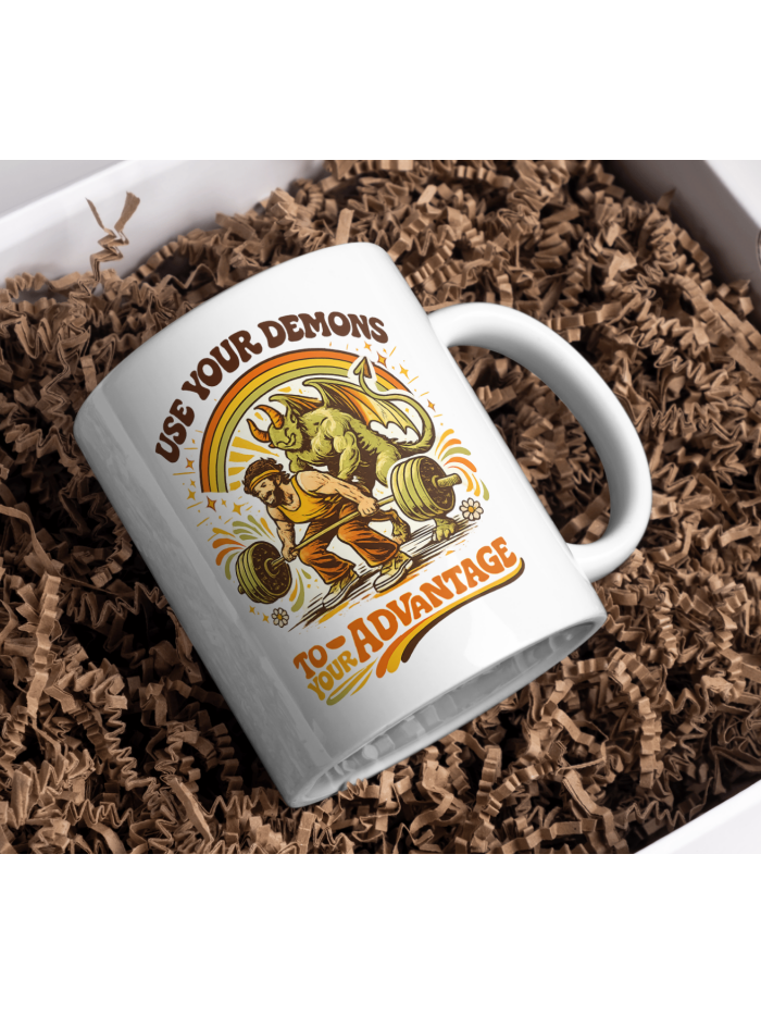 Use Your Demons to Your Advantage Mug – Fitness Motivation Design