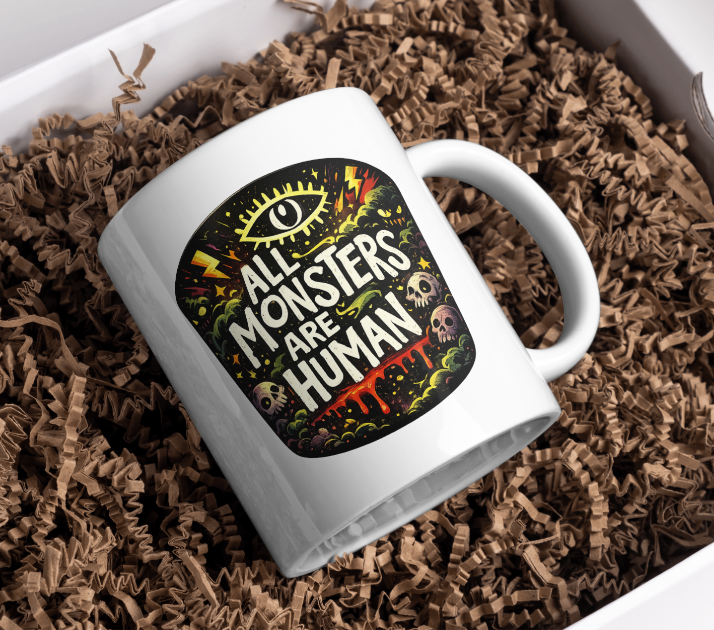 All Monsters Are Human Mug – Dark Horror Quote Coffee Cup