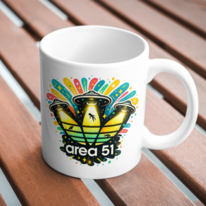 Area 51 Mug – UFO Abduction Neon Design