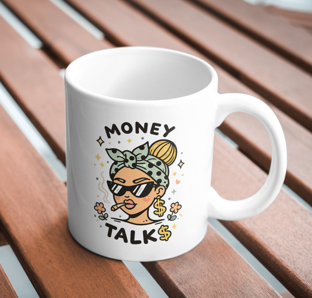 Money Talks Mug – Bold Boss Girl Finance Design