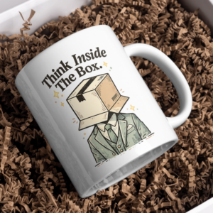 Think Inside the Box Mug – Box Head Business Humor Design