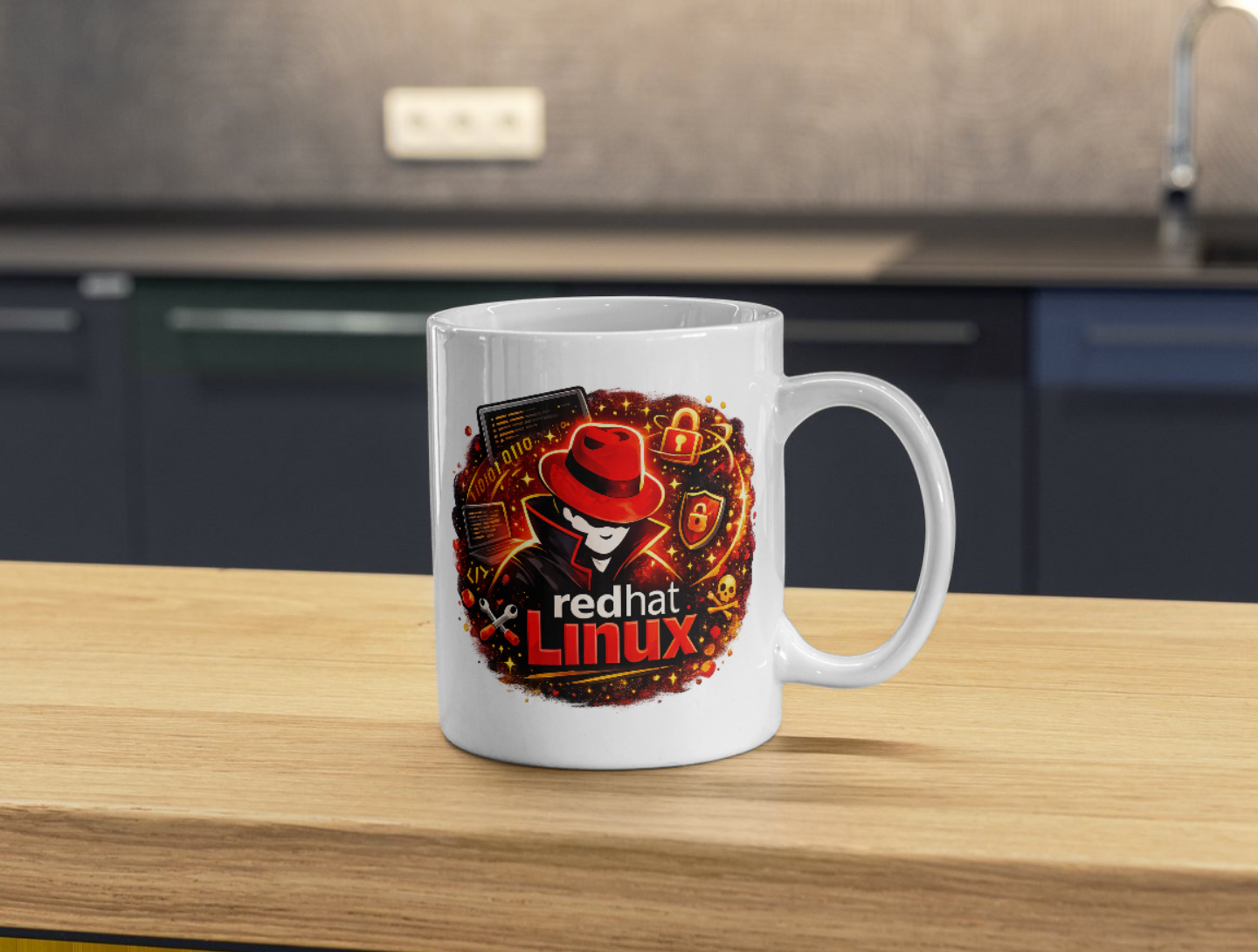 Red Hat Linux Hacker Ceramic Coffee Mug - Image 3