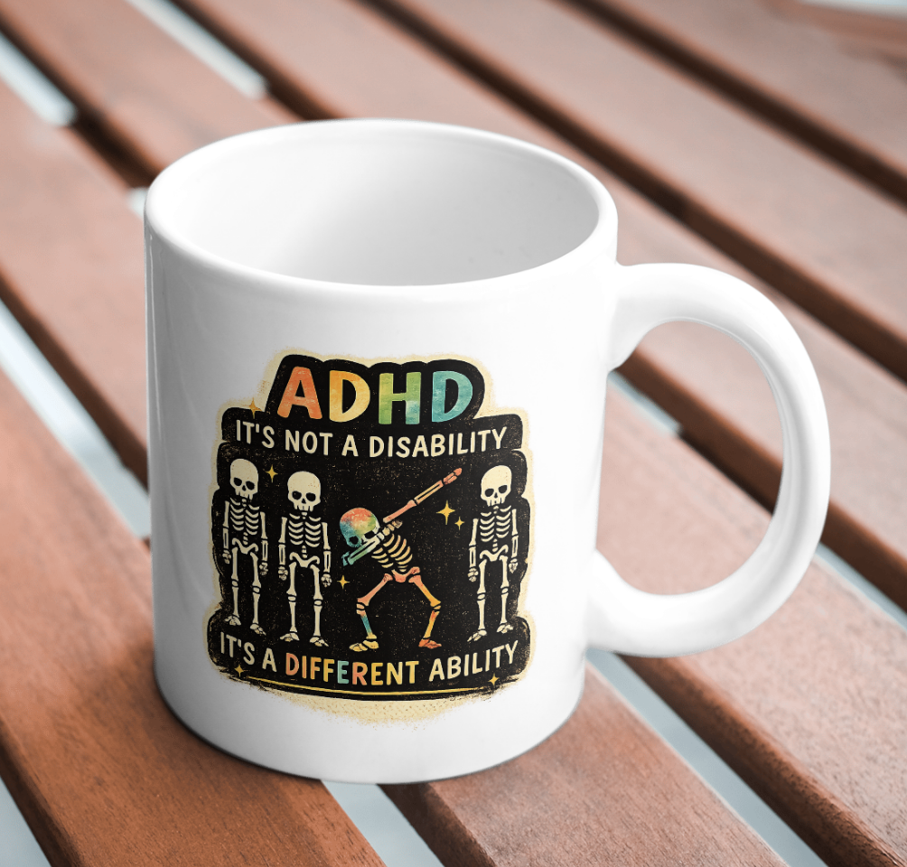 ADHD Different Ability Mug – Neurodiversity Skeleton Design