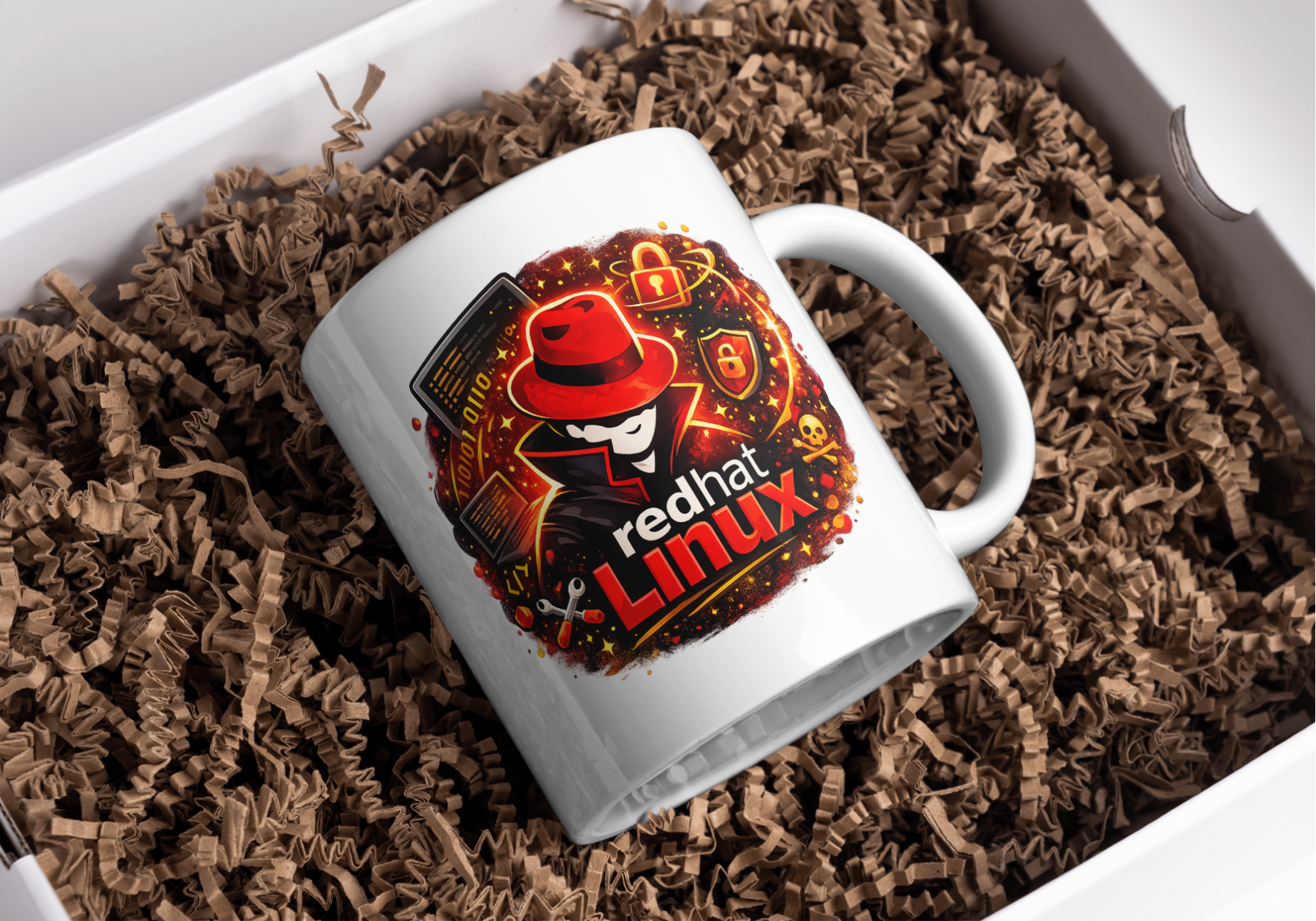 Red Hat Linux Hacker Ceramic Coffee Mug - Image 2