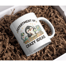 Department of Crazy Ideas Mug – Cute Penguin Scientist Desk Design