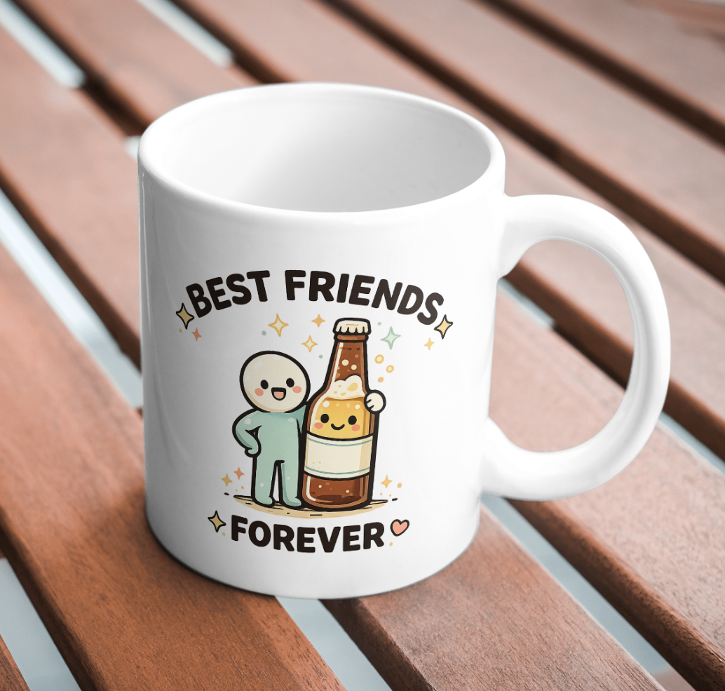 Best Friends Forever Mug – Cute Beer Bottle Buddy Design
