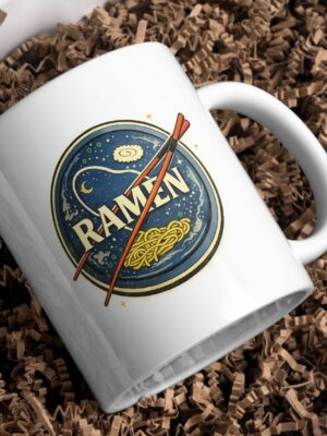 Space Ramen Mug – Cosmic Noodle Bowl Retro Design