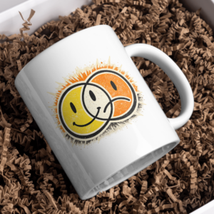 Dual Mood Smile Sun Mug – Happy & Sad Face Design