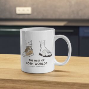 The Best of Both Worlds Mug – Sneaker & Slide Comfort Humor Design