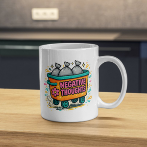 Negative Thoughts Trash Cartoon Mug