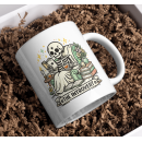 The Introvert Mug – Skeleton Reading Cozy Dark Academia Coffee Cup