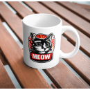 MEOW Cat Mug – Bold Black & Red Graphic Coffee Mug for Cat Lovers
