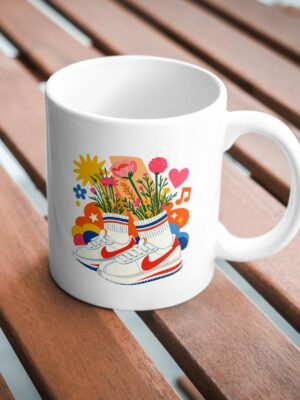Floral Sneakers Coffee Mug – Street Style Bloom Design