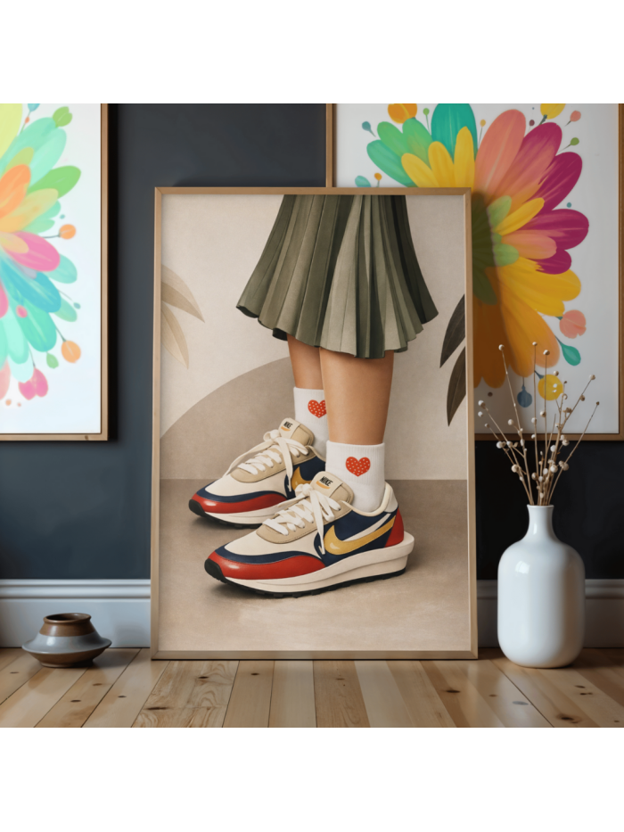 Heart Socks Sneakers Wall Art Print – Modern Fashion Decor