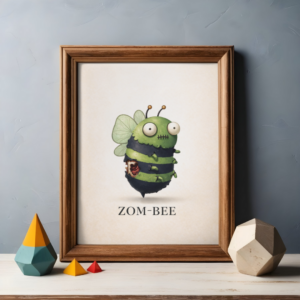 Zom-Bee – Whimsical Zombie Bee Illustration Wall Art Print
