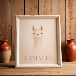 Lamaste – Calm Llama Meditation Minimalist Wall Art Print