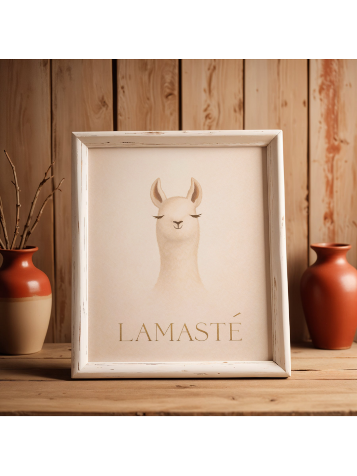 Lamaste – Calm Llama Meditation Minimalist Wall Art Print