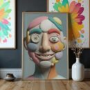 Abstract Patchwork Face – Modern Figurative Wall Art Print