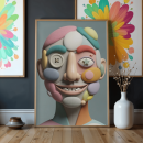 Abstract Patchwork Face – Modern Figurative Wall Art Print